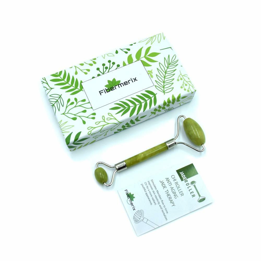 Fibermerix Brand Anti-Aging Facial Jade Roller Massage Tool. 100% Natural Jade S