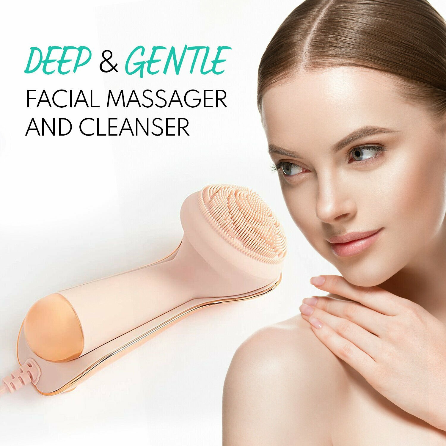 Ultimate Silicone Face Scrubber and Cleanser with Charging Cradle – Rose Gold