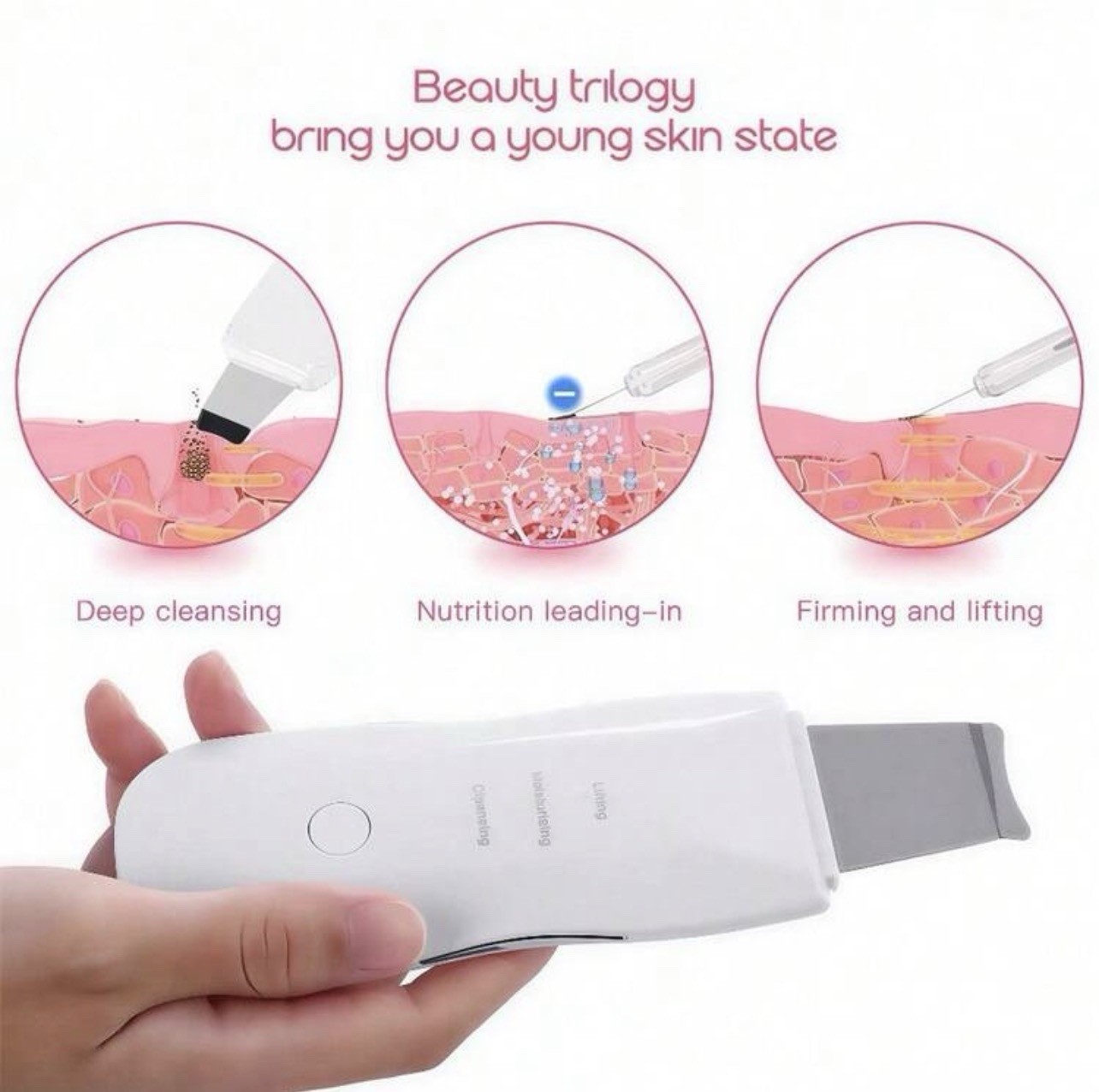 Rechargeable Face Scrubber Spatula, Facial Pore Cleaner, Black Head Remover