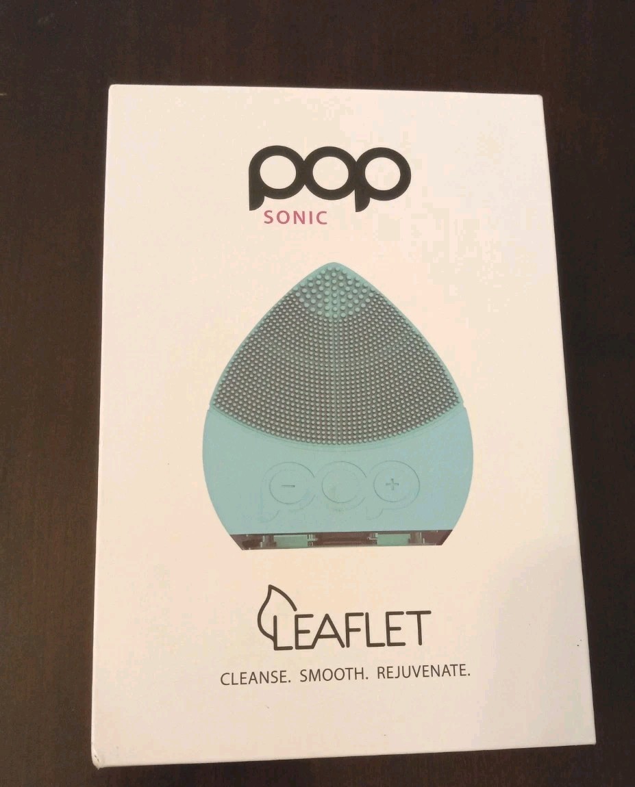 New POP SONIC LEAFLET FACIAL CLEANSING DEVICE ~ Turquoise ~ Box