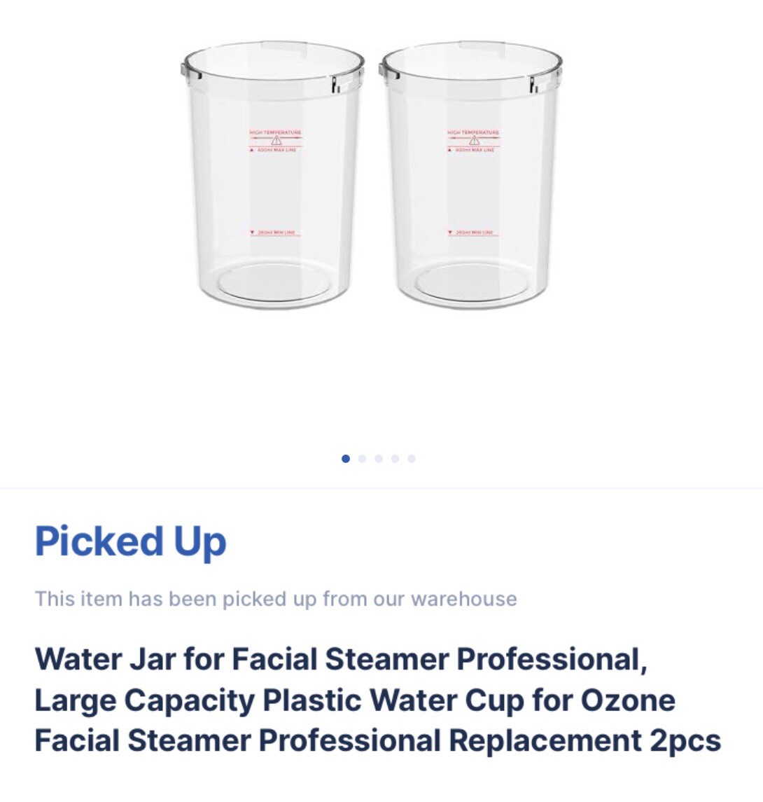 Facial Steamer Water Jar Replacement Cups Clear Heat Resistant Plastic 2pcs