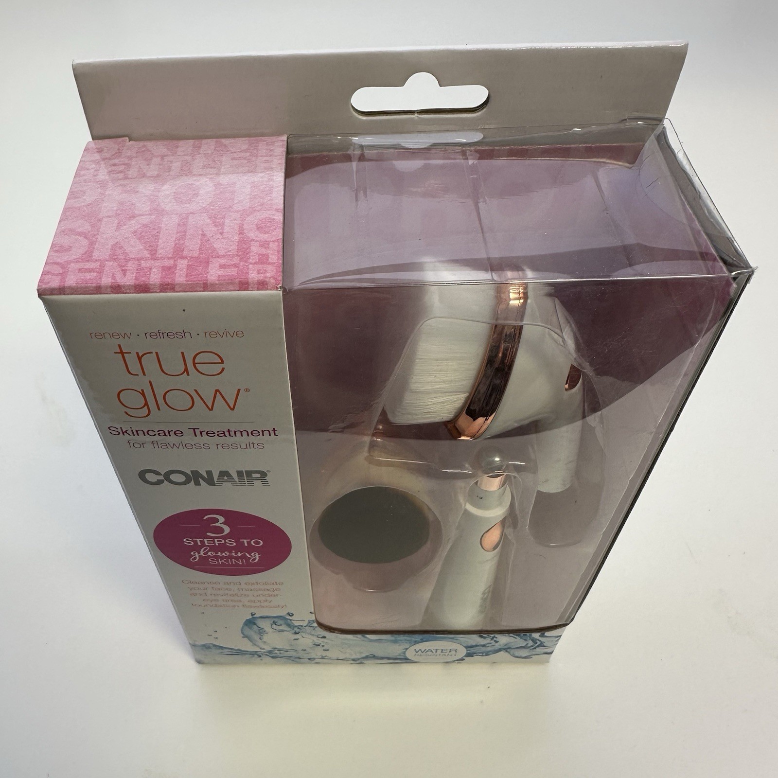 Conair True Glow Sonic Skincare Treatment 3 Step Facial Kit Brush Set New Sealed