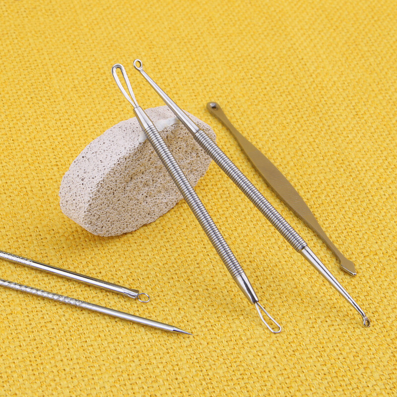 8pcs Blackhead Remover Extractor Tool Pimple Blemish Popper Comedone Kit Clip