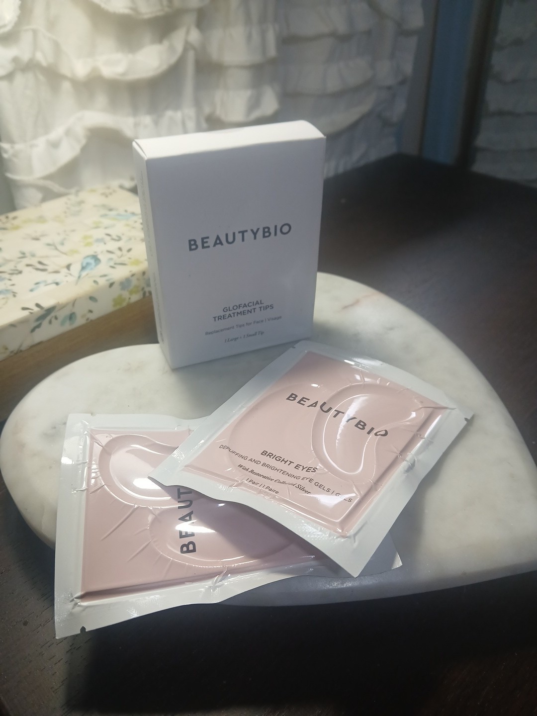 Beautybio Glofacial Treatment Tips + Cleaning Brush Set + 2x Bright Eyes Gels