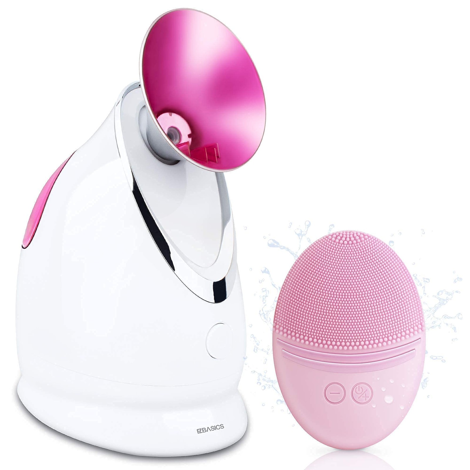 EZBASICS Facial Steamer Bundled with Cleansing Brush Pink