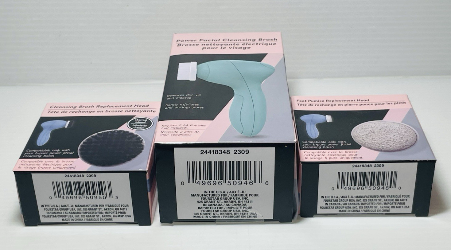 B·Pure Power Facial Cleansing Brush Exfoliates Unclogs Pores with 2 Extra Heads.