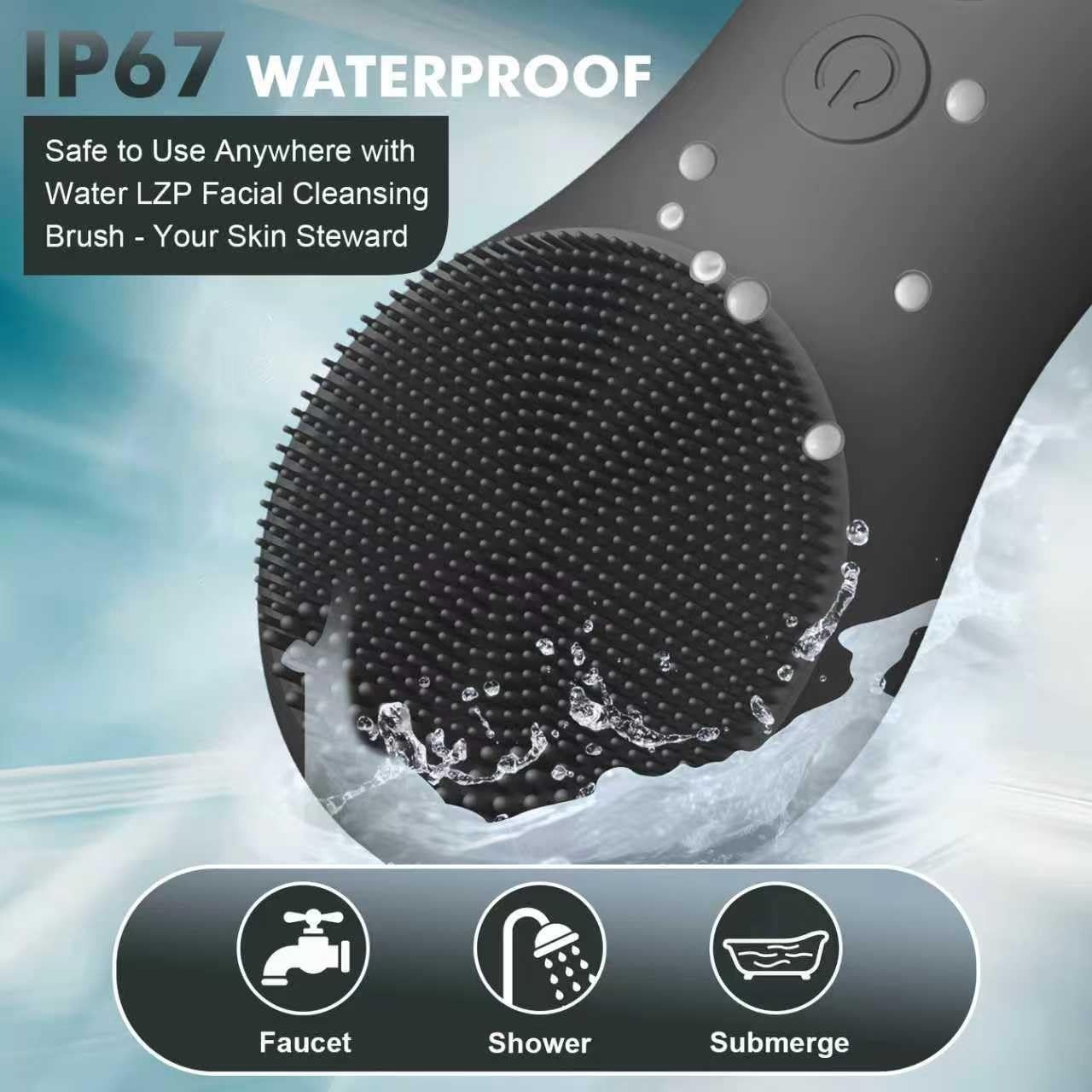 Electric Facial Cleansing Brush – Silicone Face Scrubber, 6 Speed Vibration, Wat