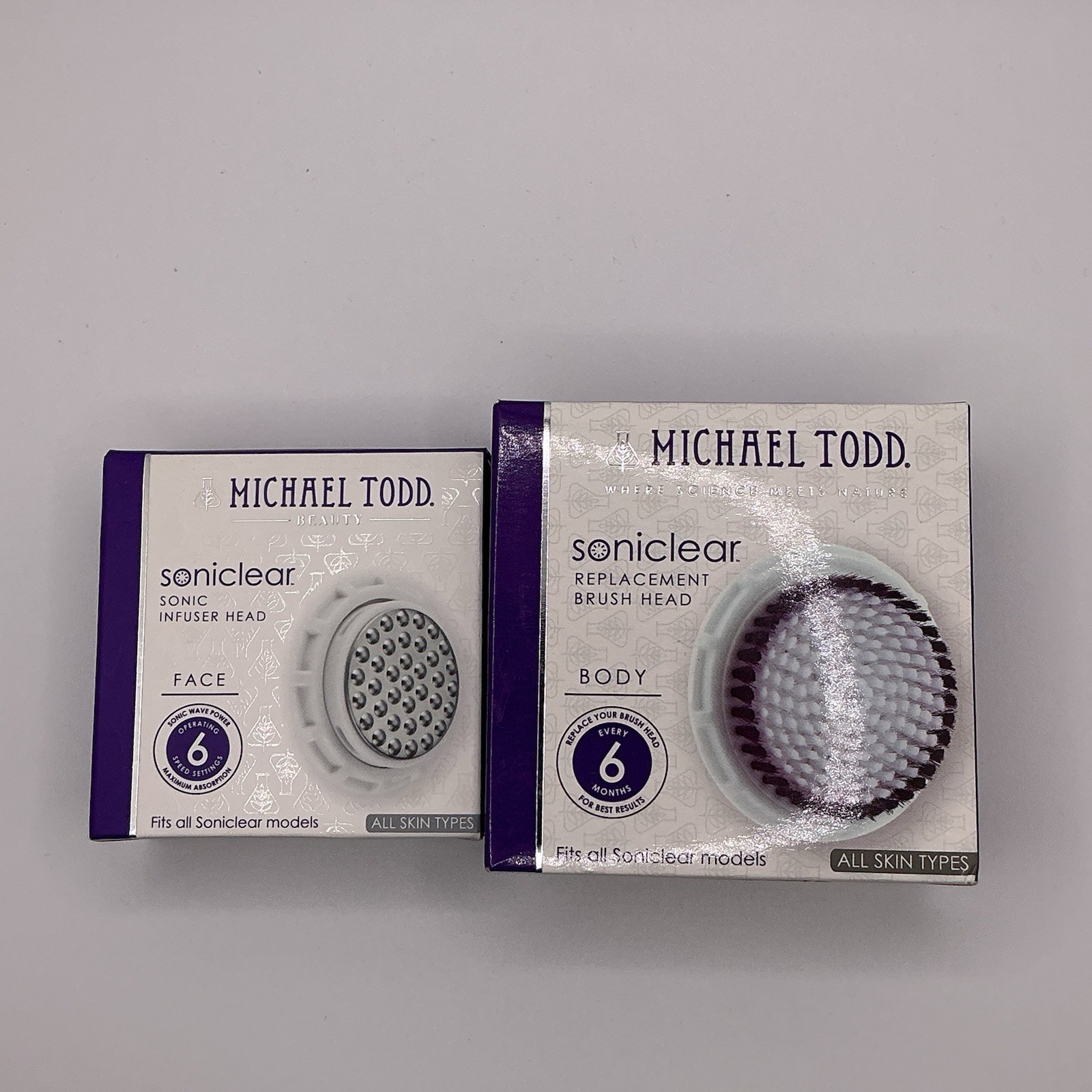 Brand New Micheal Todd Beauty Soniclear Infuser Head Face & Brush Head Body
