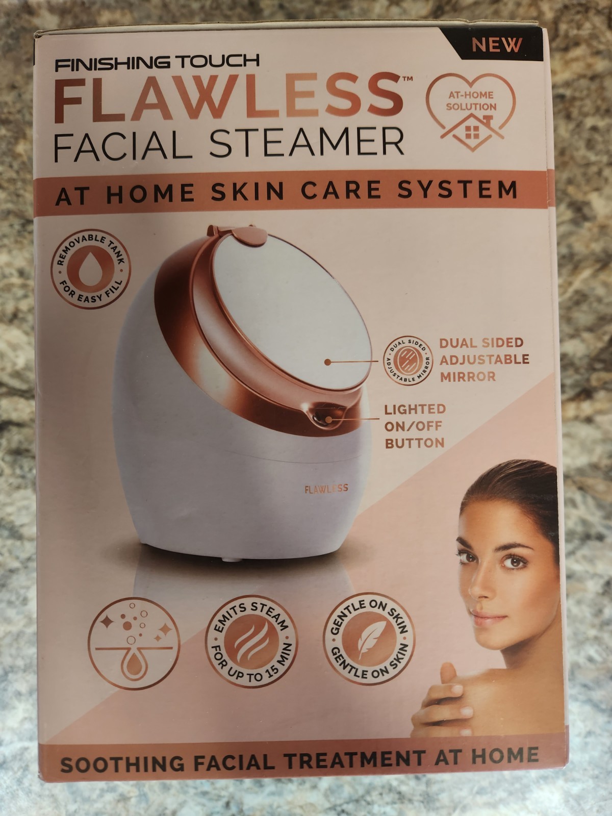 Finishing Touch Flawless Facial Steamer Dual Sided Mirror Electric NWT