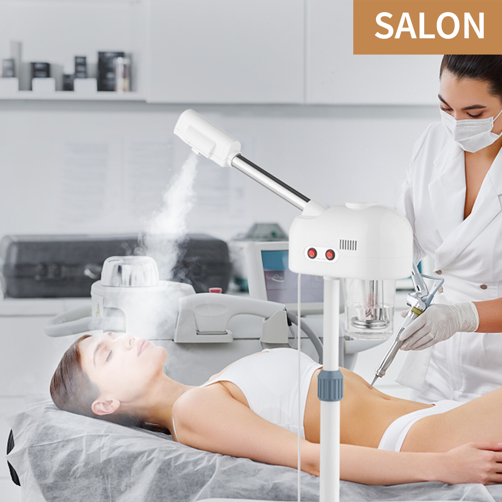 110V 2 in 1 Ionic Ozone Steamer for Face Spa Equipment with 3X Magnifying Lamp