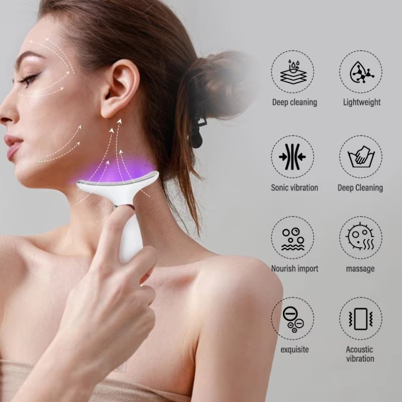 Facial and Neck Massager Vibration Heating Device Portable Skin Care Tool