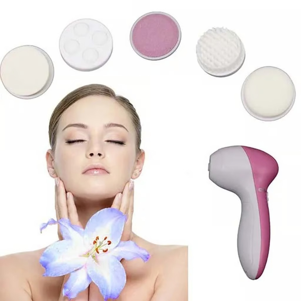 Electric Face Brush Cleaner 5 Detachable Face Cleansing Brushes NEW