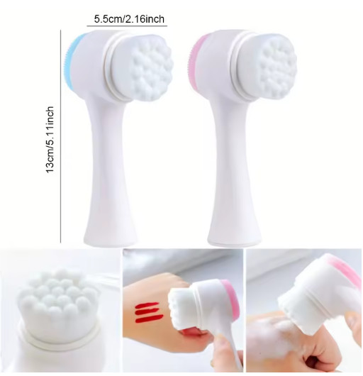 Double-Sided Silicone Facial Cleansing & Exfoliating Brush