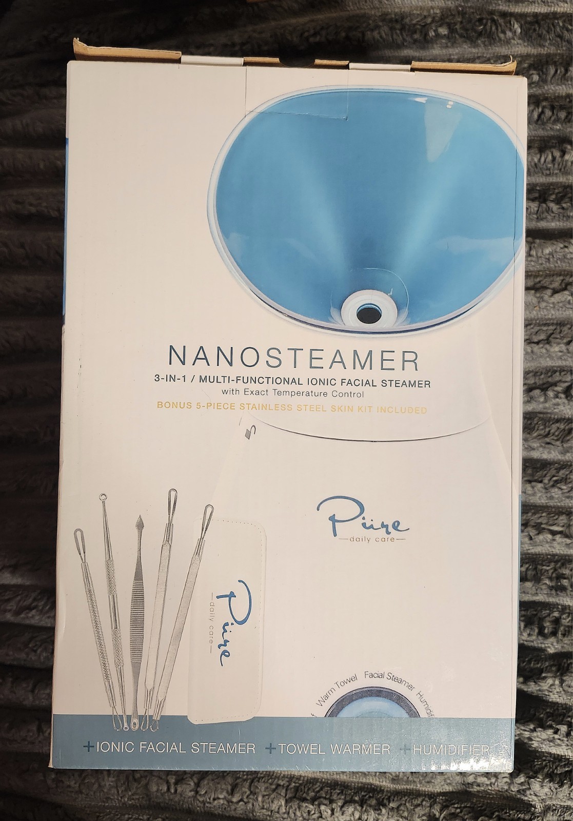 Pure Daily Care NANOSTEAMER 3-in-1 Nano Ionic Facial Steamer + 5pc Skin Kit NEW!