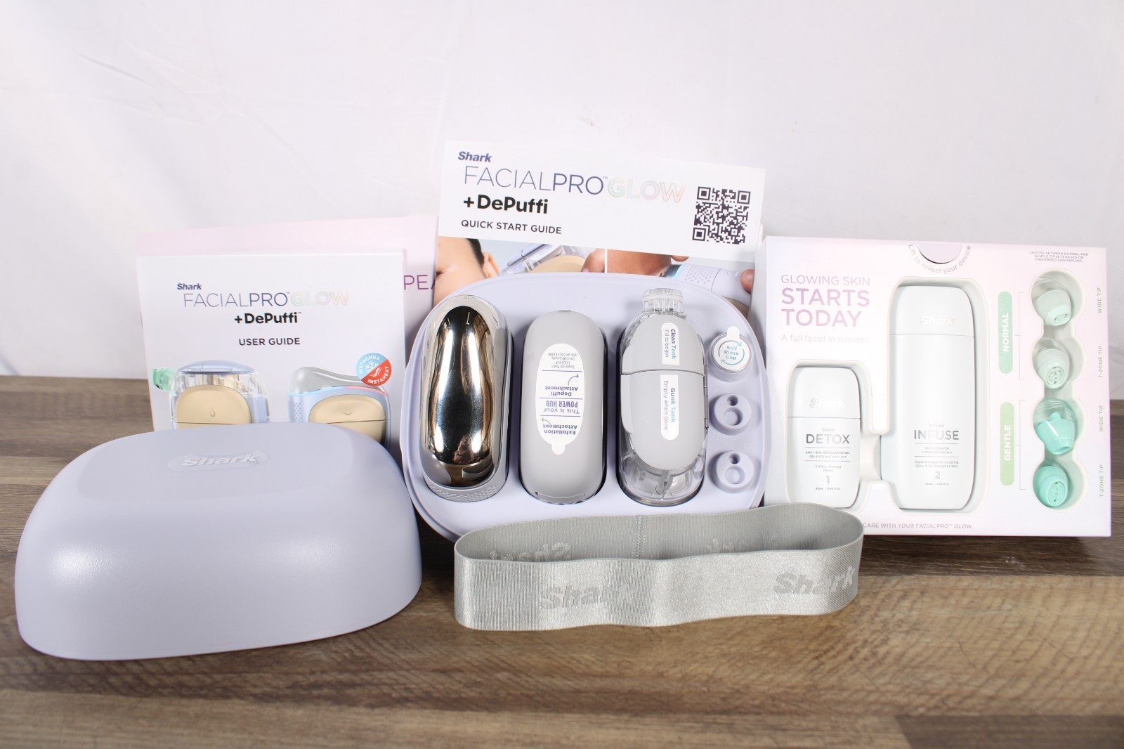 Shark Facial Pro Glow + DePuff Facial Device Complete Tested Works w/ Box