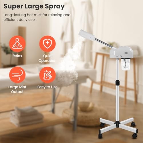 TASALON Professional Facial Steamer, Hot Mist Spray, Spa at Home, White