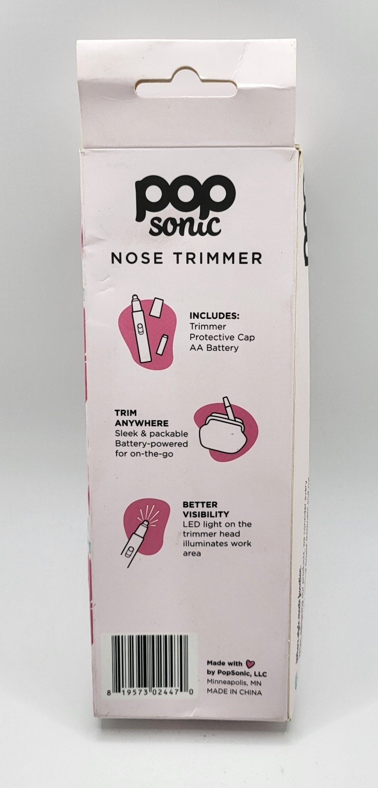 Pop Sonic NOSE & EAR Hair Trimmer PINK FLORAL NIB