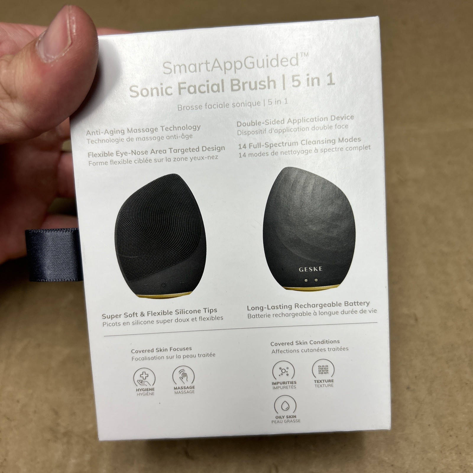 GESKE Sonic Facial Brush 5 in 1 Gray New Sealed