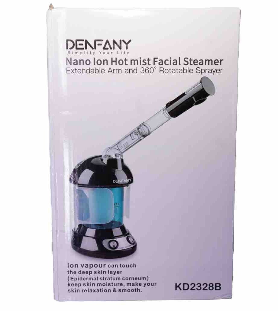 Denfany Nano Ion Hot mist Facial Steamer with 360 Roatating Nozzle in Black