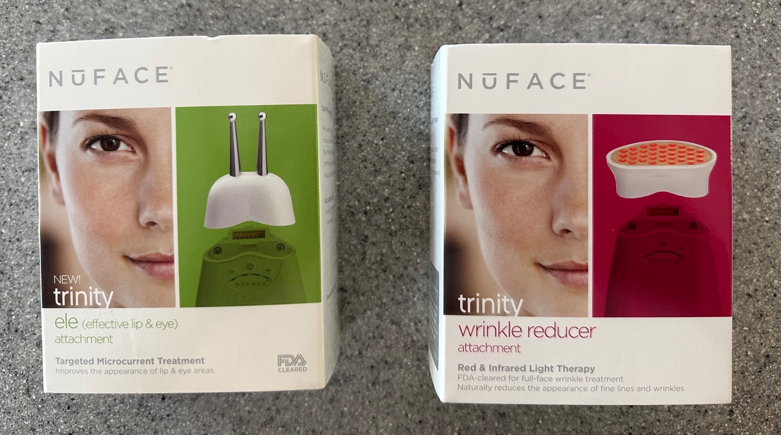 NuFace Trinity PINK preowned facial trainer kit w/extras; lip & infrared wrinkle