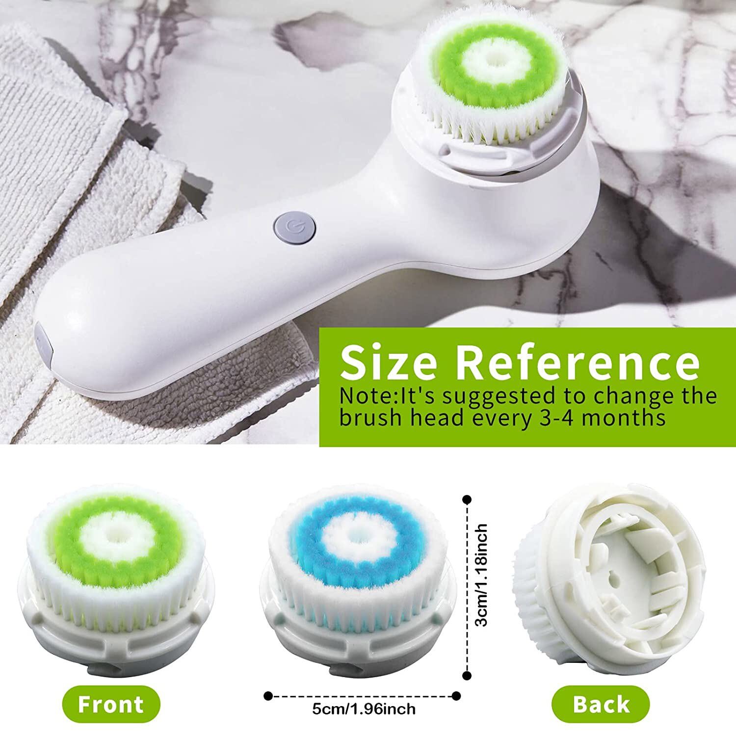 2 Acne + 2 Deep Pore Replacement Facial Brush Heads For Clarisonic Mia 1 2 3