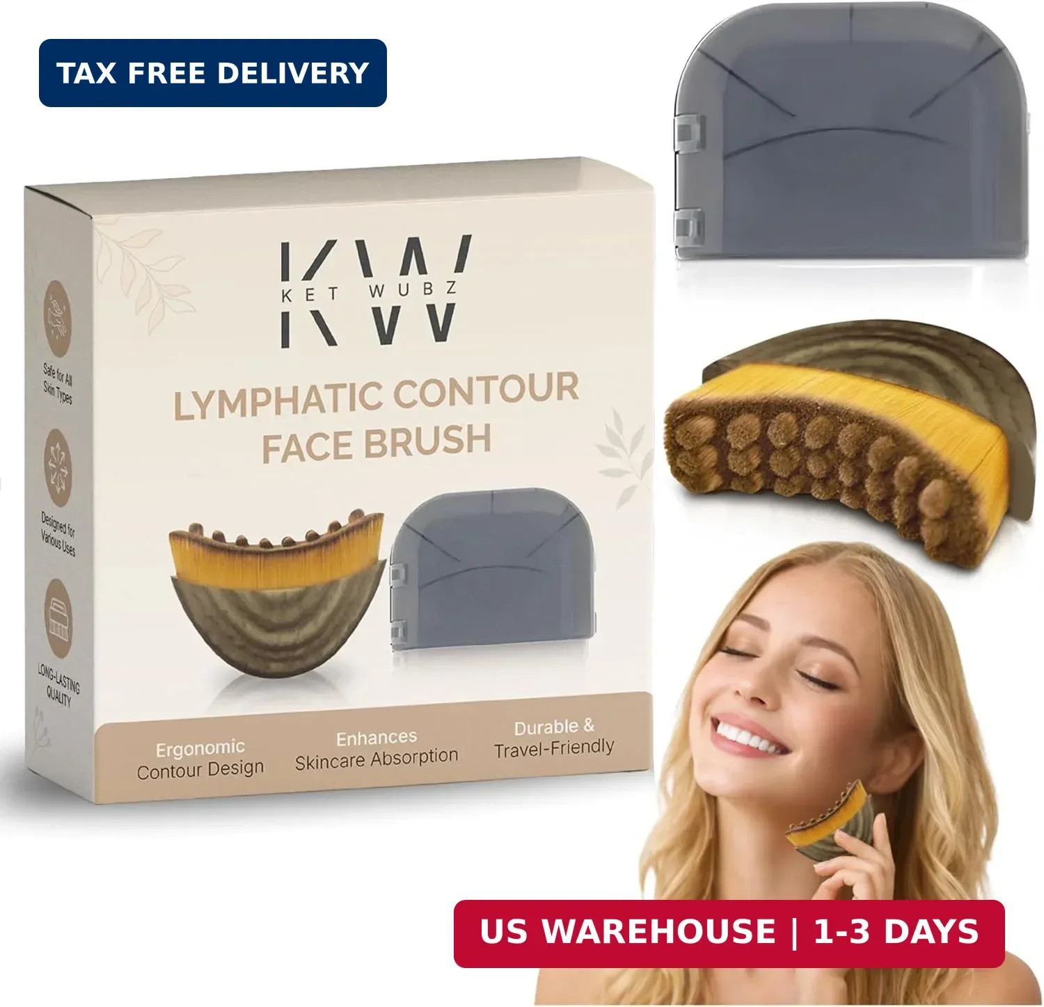 Lymphatic Contour Face Brush, Facial Brush for Lymphatic Drainage, Dry Lymphatic