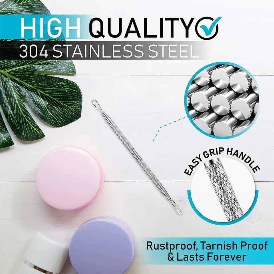 Comedone Extractor Blackhead Whitehead Remover Tool Dual Loop Stainless Steel