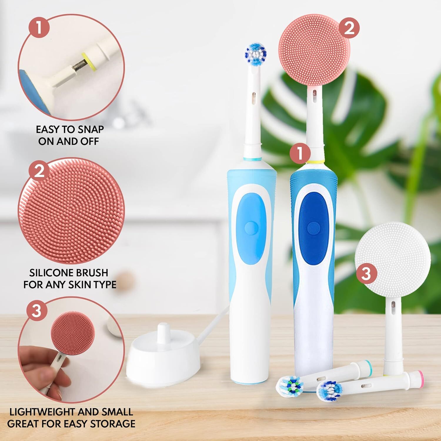 Facial Cleansing Brush Head Compatible for Braun Oral B Electric Toothbrush Base