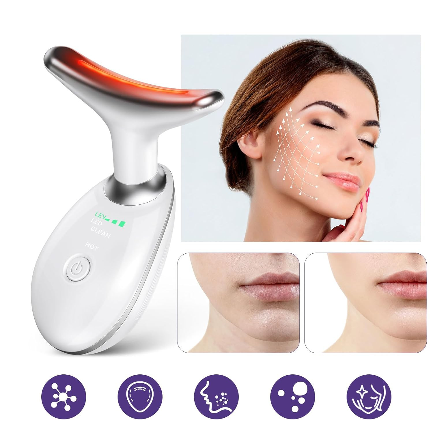 Neck Face Massager, Face Sculpting Tool, 3 Modes and Vibration for Facial Massag
