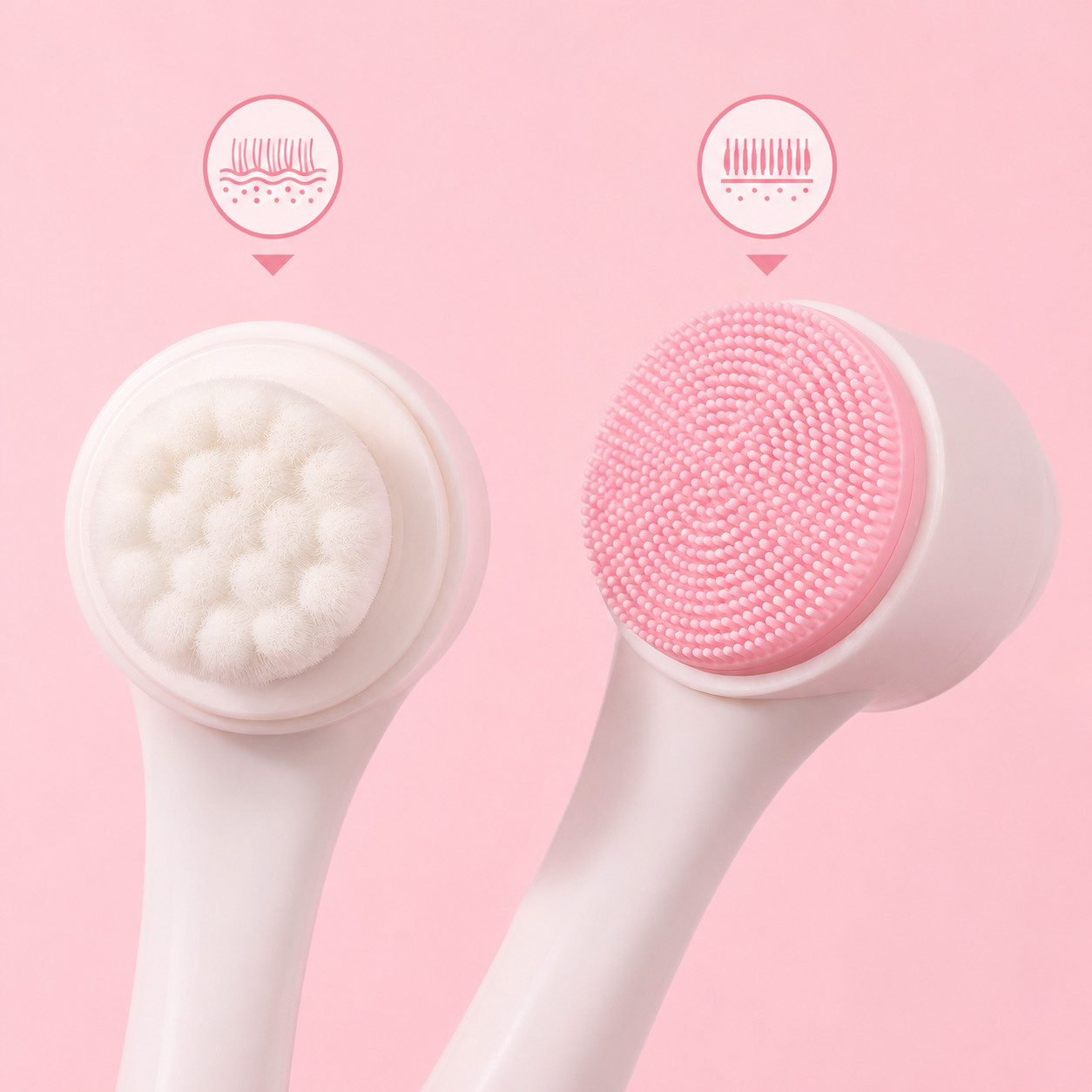 2 in 1 Facial Cleansing Brush Soft Bristle & Silicone Face Scrubber Deep Clean