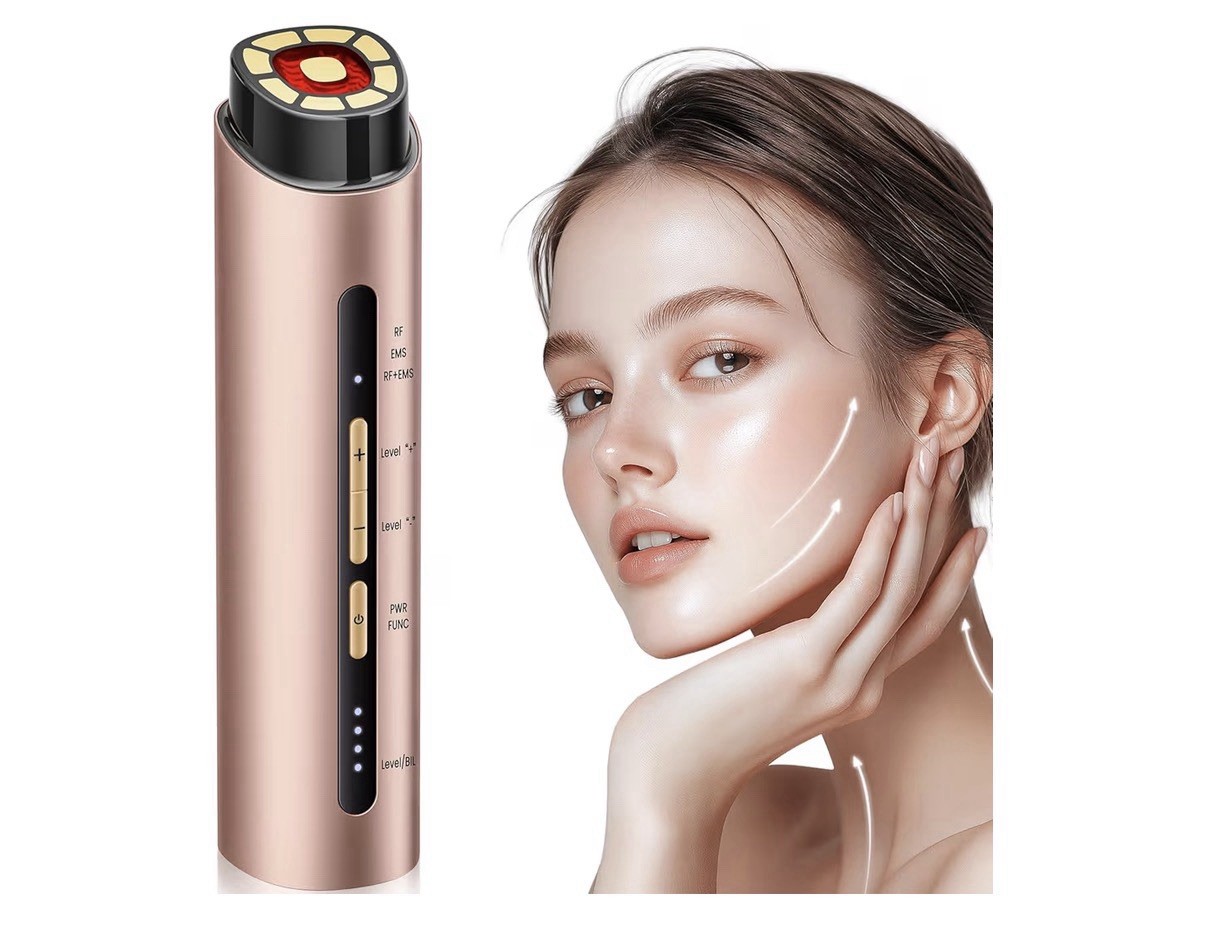 New-INTEO Microcurrent Facial Device, 3 Modes Red Light Therapy -Face/Neck Gold