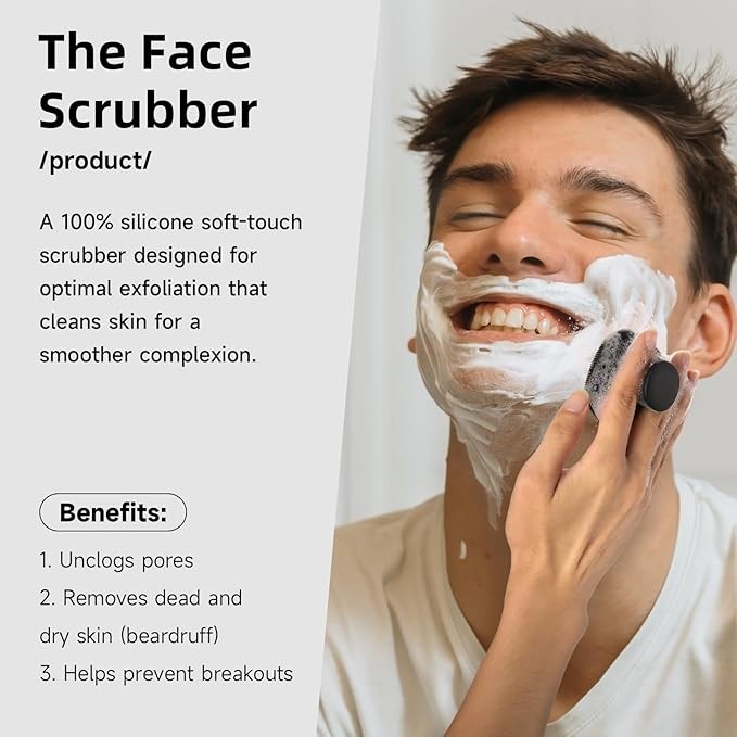 Silicone Face Scrubber for Men – Manual Waterproof Facial Cleansing Brush