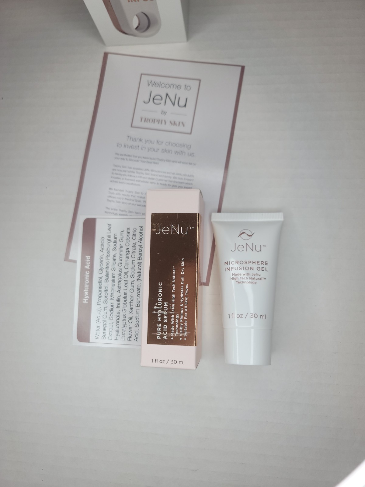 JeNu Plus Ultrasonic Infuser Kit w/ Infusion Gel & Hyaluronic Acid Serum NEW