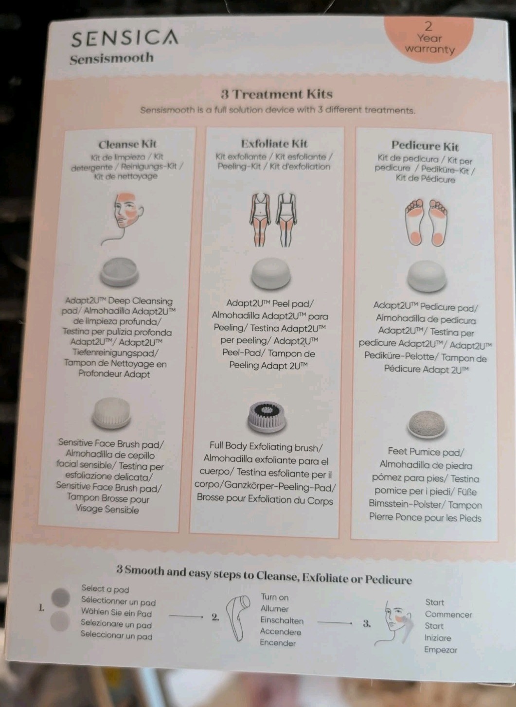 Sensica Sensismooth 3-in-1 Cleanse Exfoliate Pedicure New In Box NIB FS
