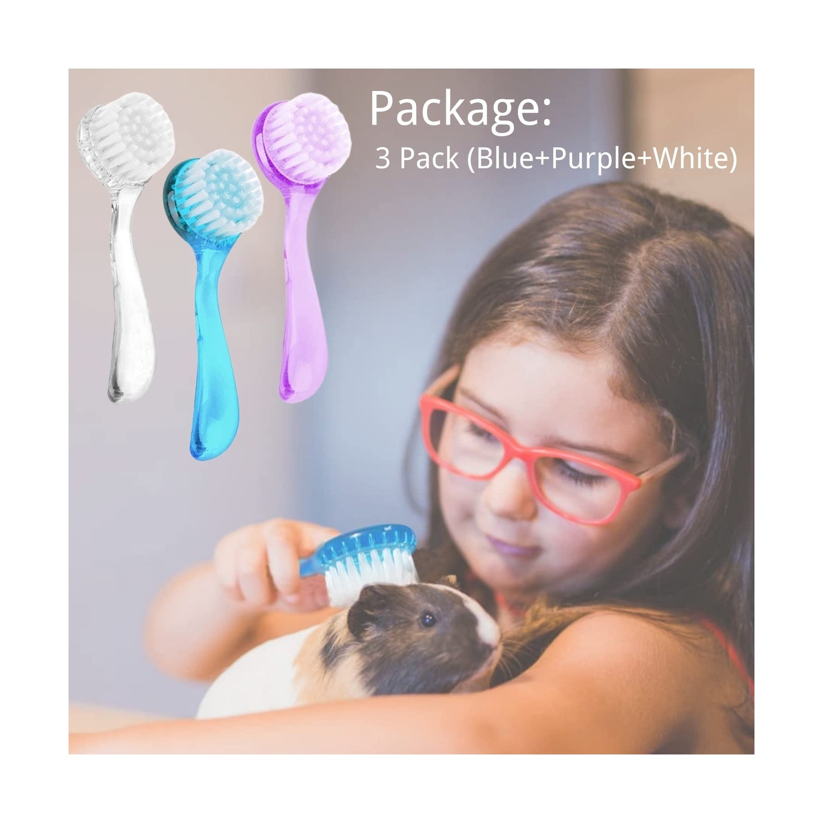 3 Pack Hamster Brush – Small Animal Bath Brush with Lid Soft Cleansing Brush …