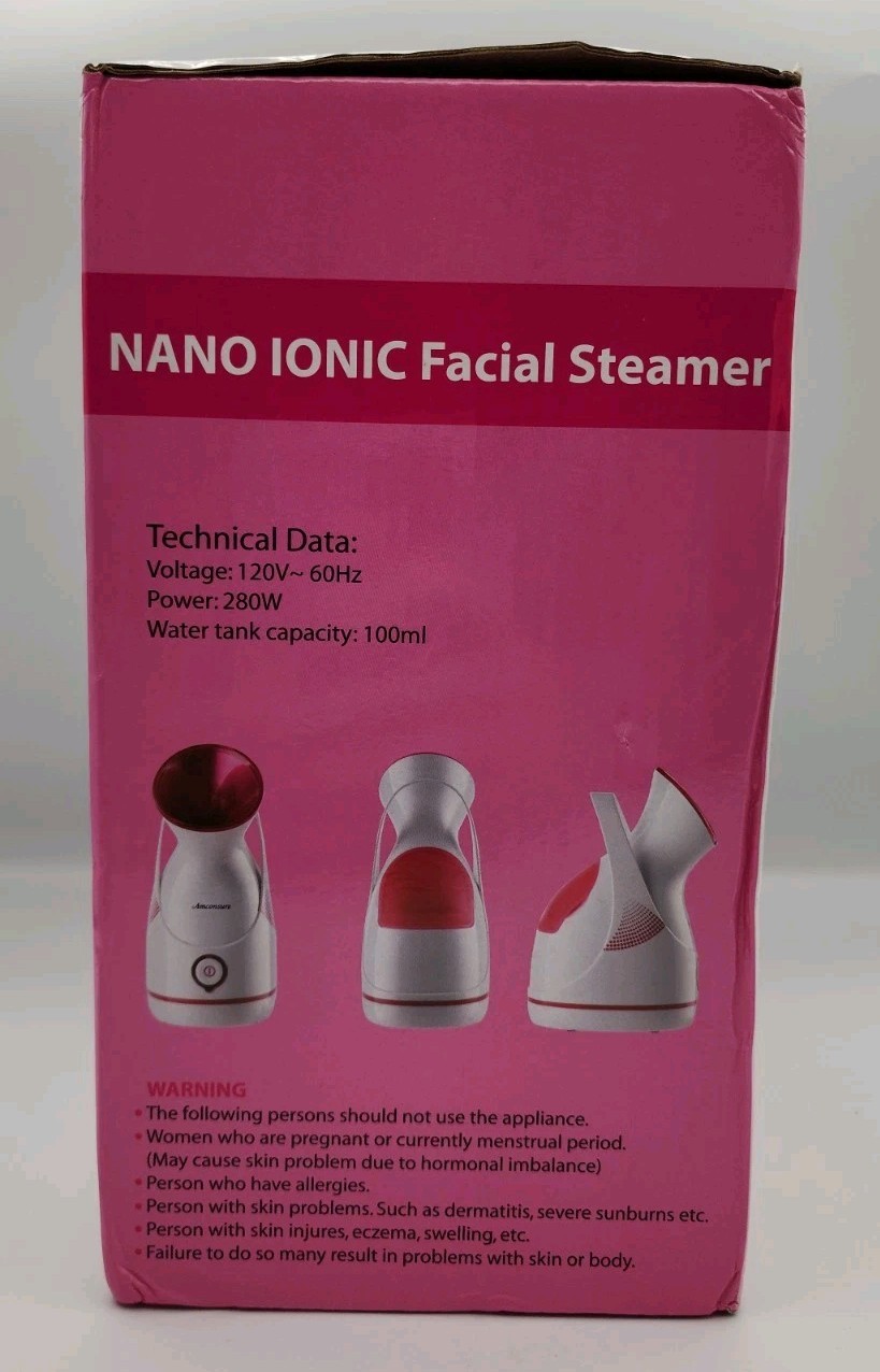 Amconsure Stainless Steel 280W 100 mL Nano Ionic Facial Steamer