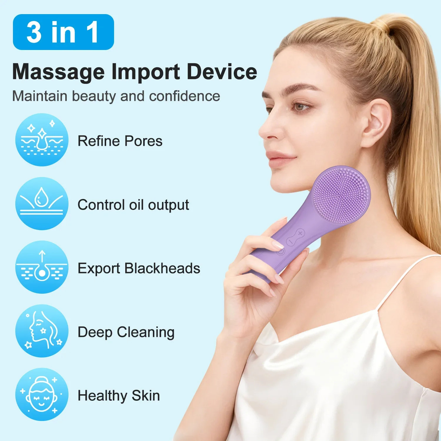 Sonic Waterproof Facial Cleansing Brush for Men & Women Rechargeable Exfoliating