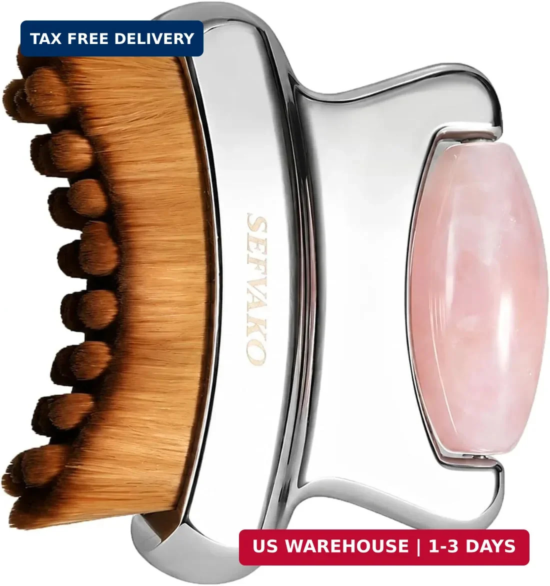 Lymphatic Contour Face Brush and Rose Quartz Roller – 2-in-1 Facial Lymphatic Dr