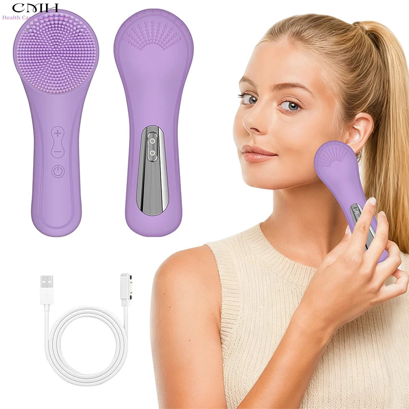 Silicone Face Scrubber 12000 RPM Sonic Vibration 3 in 1 Facial Cleansing & Massa