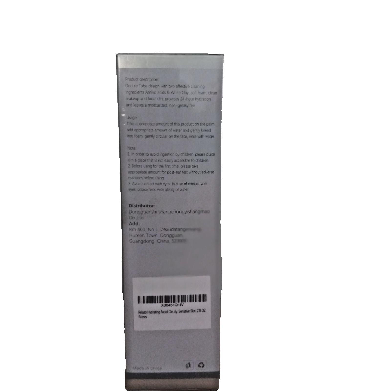 Relaso Facial Cleanser Dual Tube Amino Acid White Clay Gentle NEW Cleanser Mask