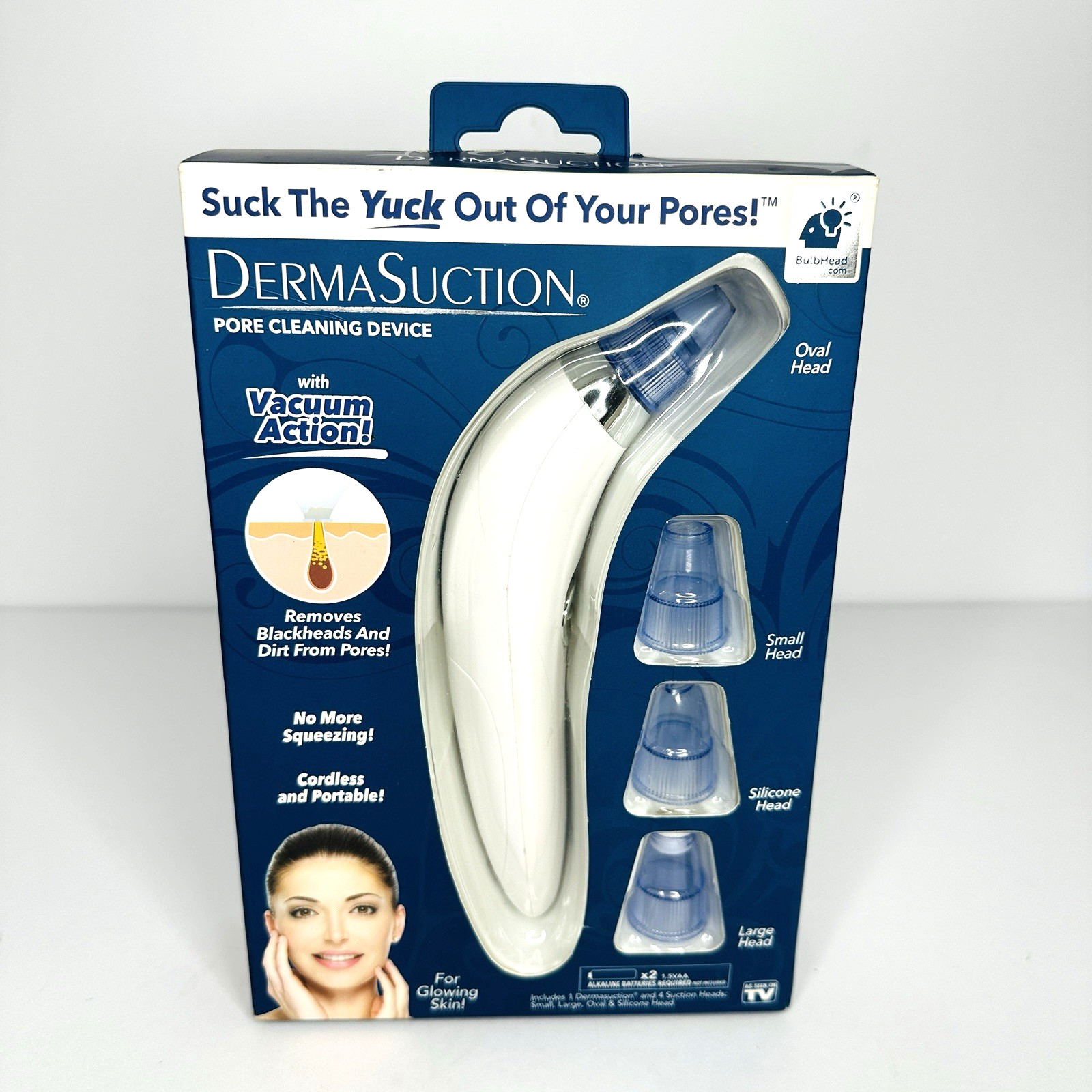 Dermasuction Pore Cleaning Device 4 Heads Cordless Portable Vacuum Face