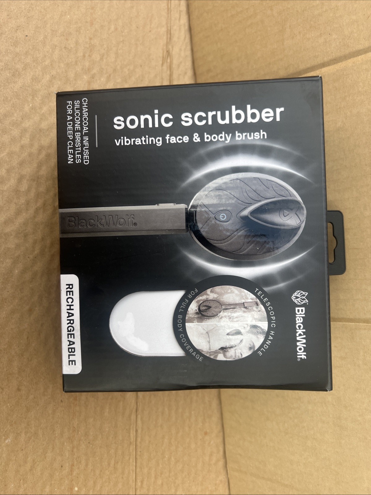 NEW & SEALED!BlackWolf Sonic Scrubber Black Vibrating Scrubber Men Rechargeable