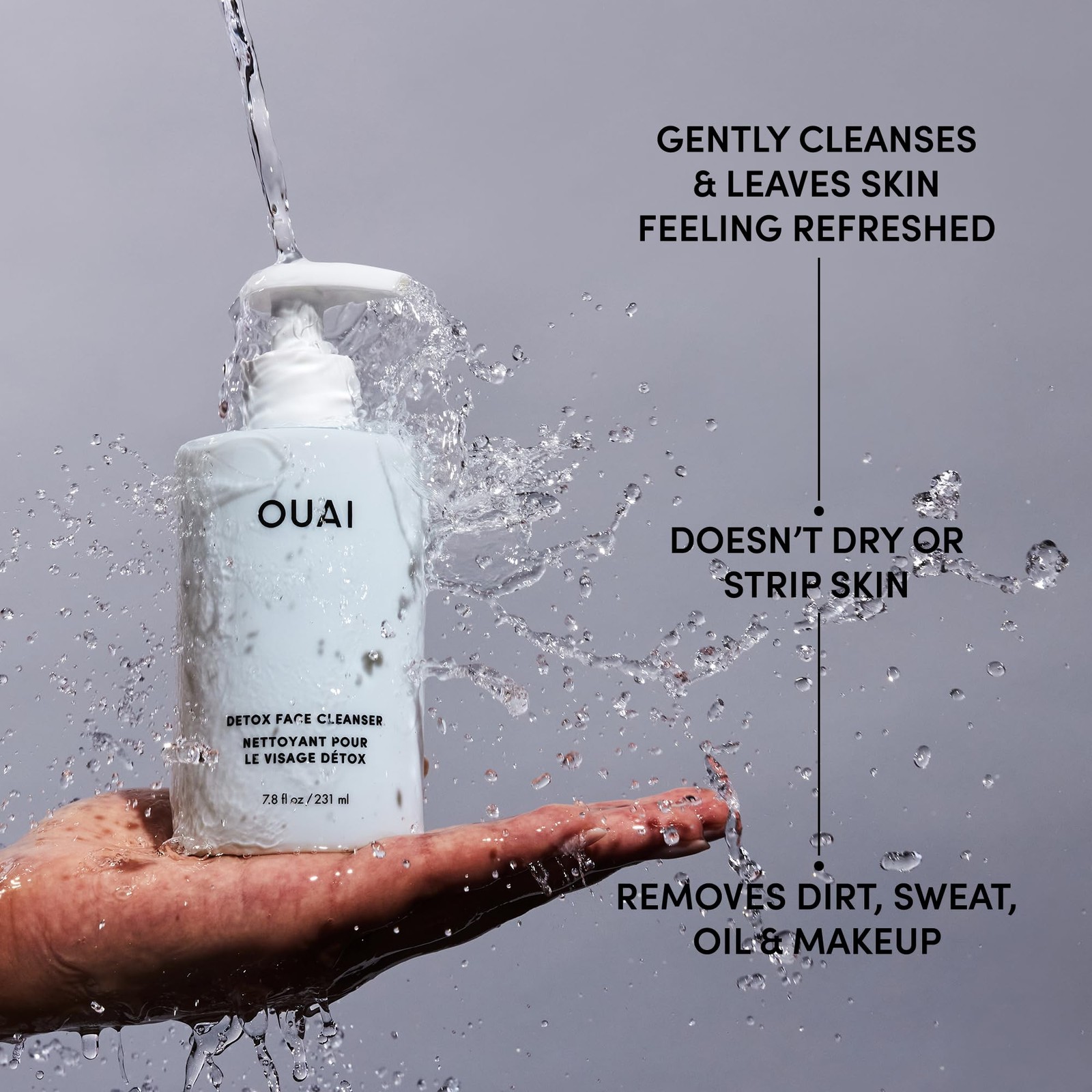 OUAI Detox Facial Cleanser – Deep Cleansing Face Wash 7.8 Fl Oz (Pack of 1)