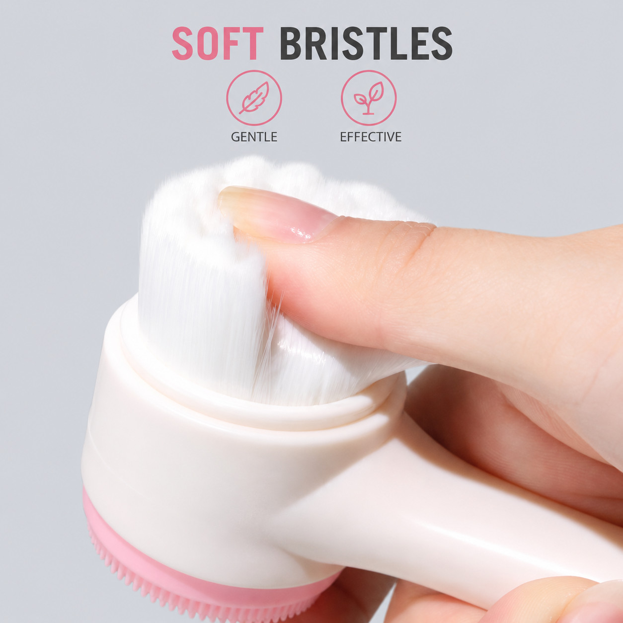 2 in 1 Facial Cleansing Brush Soft Bristle & Silicone Face Scrubber Deep Clean
