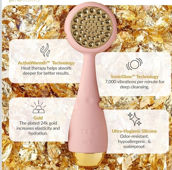 (47)PMD Clean Pro Smart Facial Cleansing Device, Pink w Gold Finish- Open box