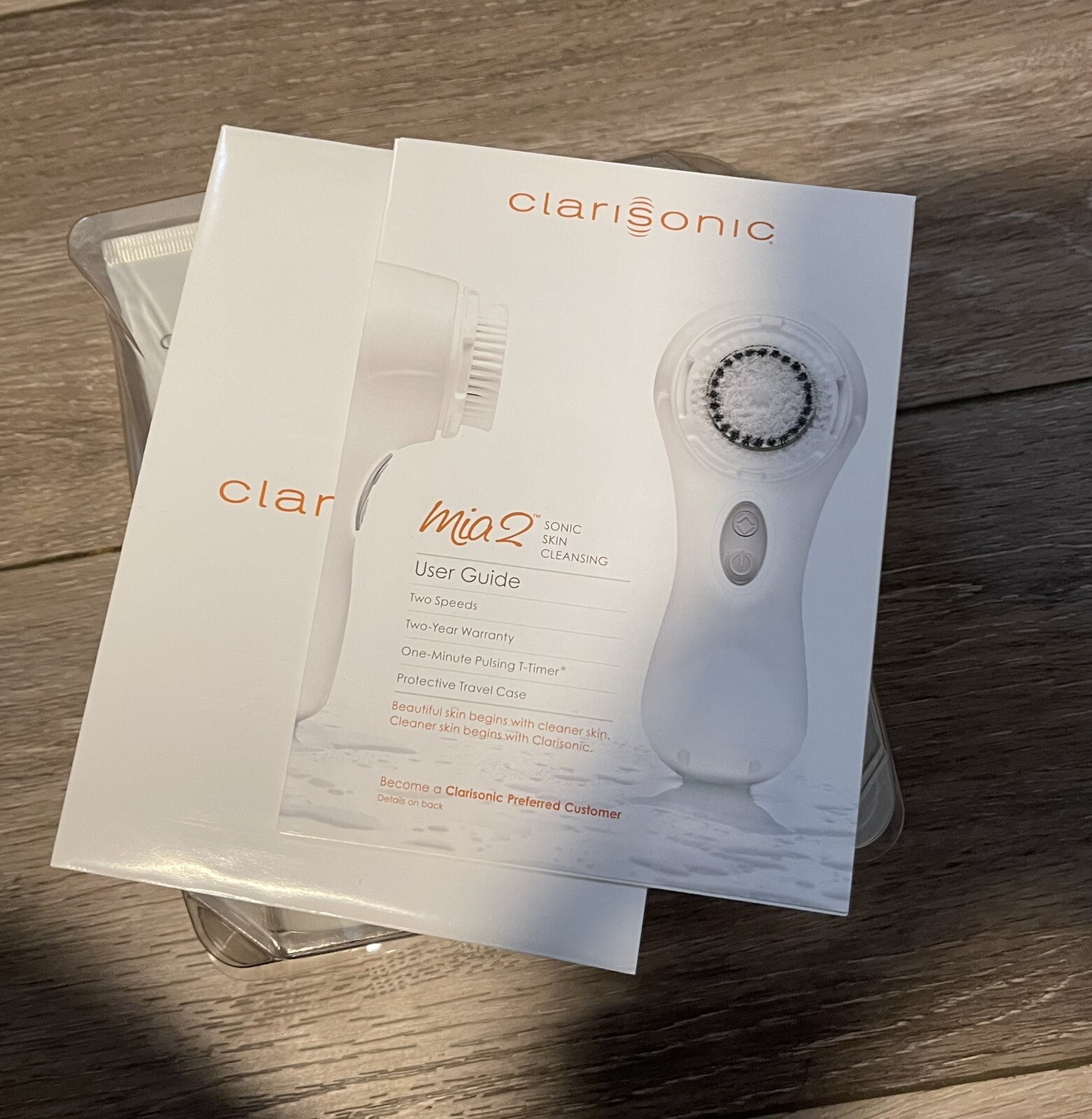 Clarisonic Mia 2 Sonic Skin Cleansing System-White w/ Extra Head +Gel Cleanser