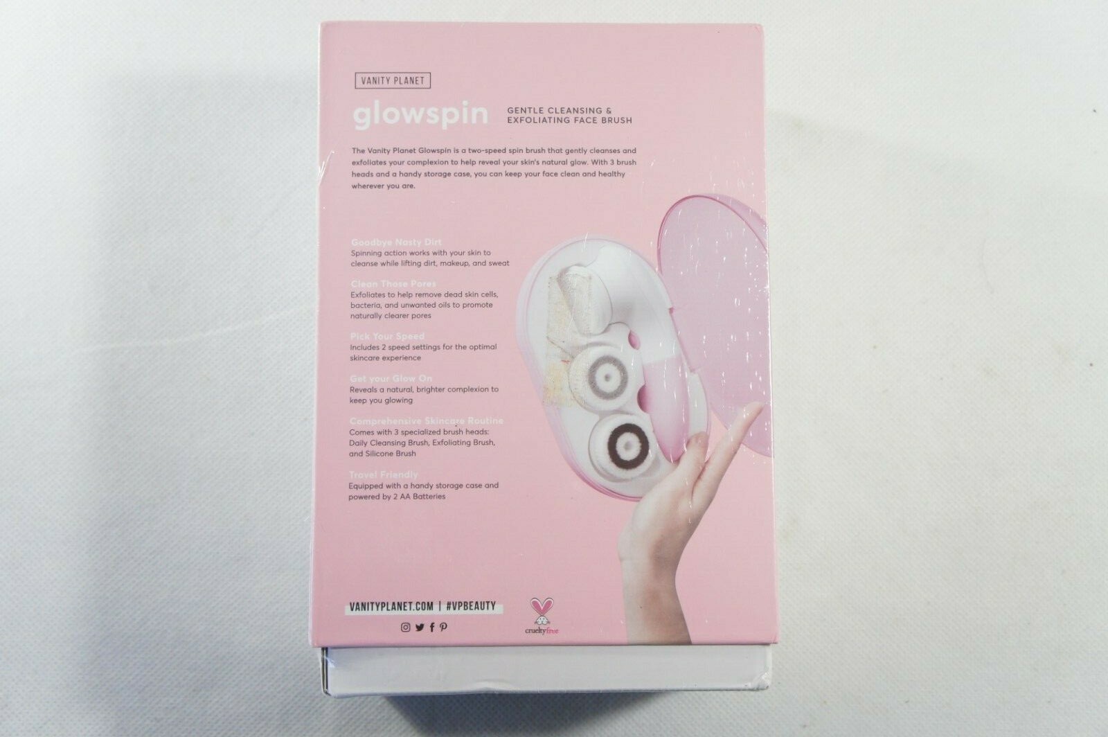 Vanity Planet Glowspin Spa Facial Brush Cleaning System Pink Free 2-3 Day Ship!!