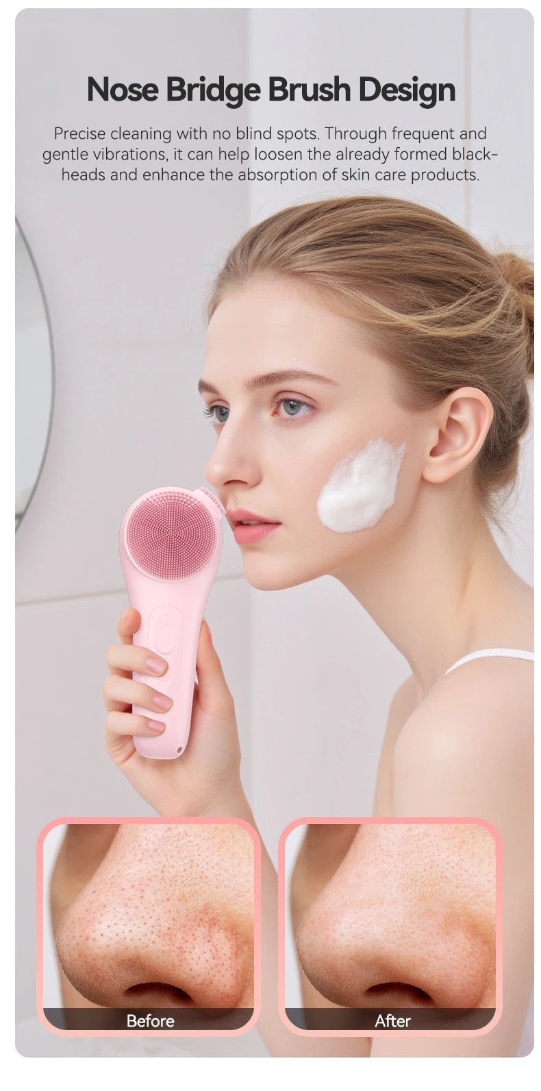 Electric Facial Cleansing Brush Waterproof Face Scrubber with 5 Brush Heads