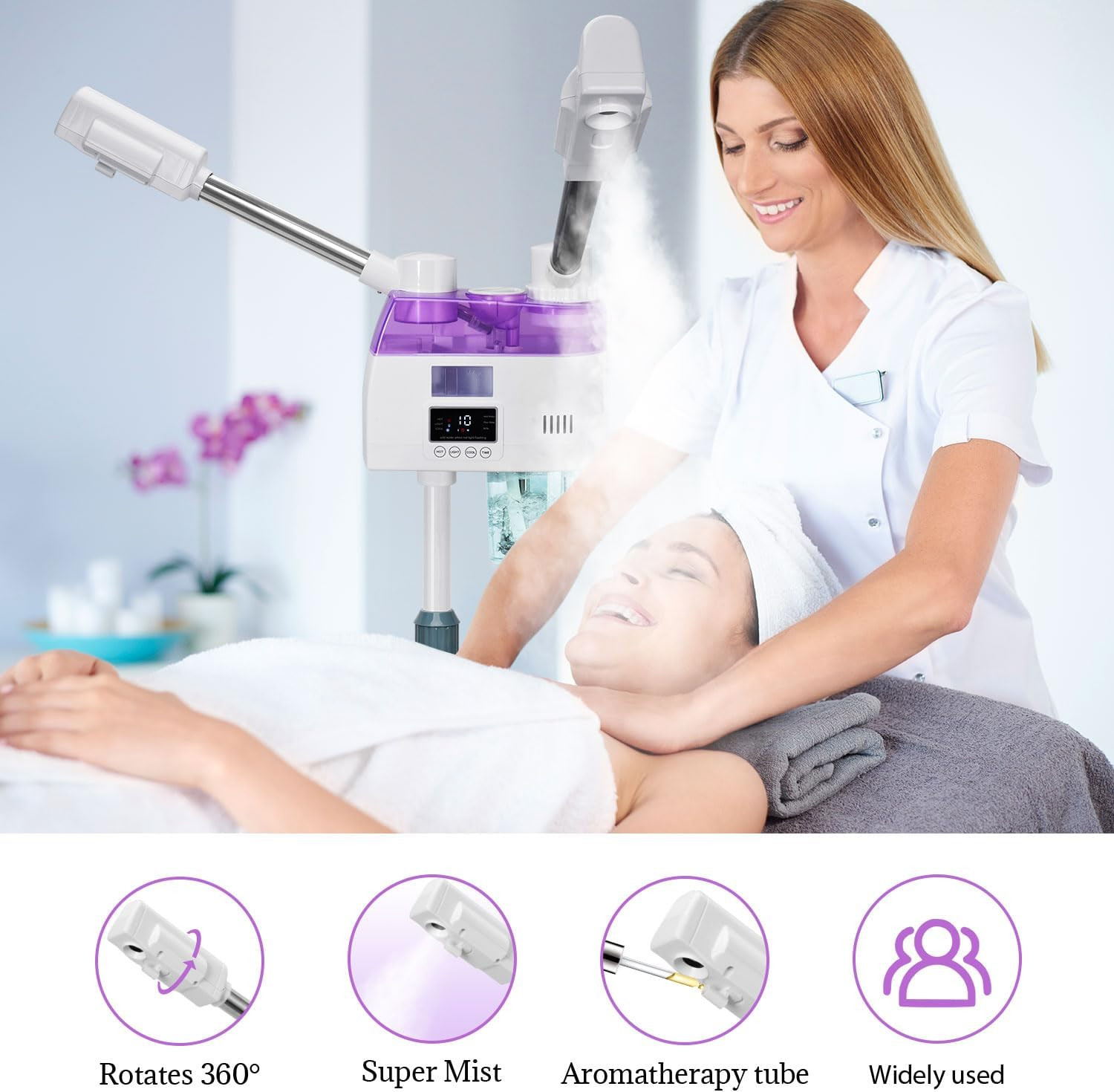 3 in 1 Facial Steamer,Professional Facial Steamer with 5X Magnifying LED Lamp, E