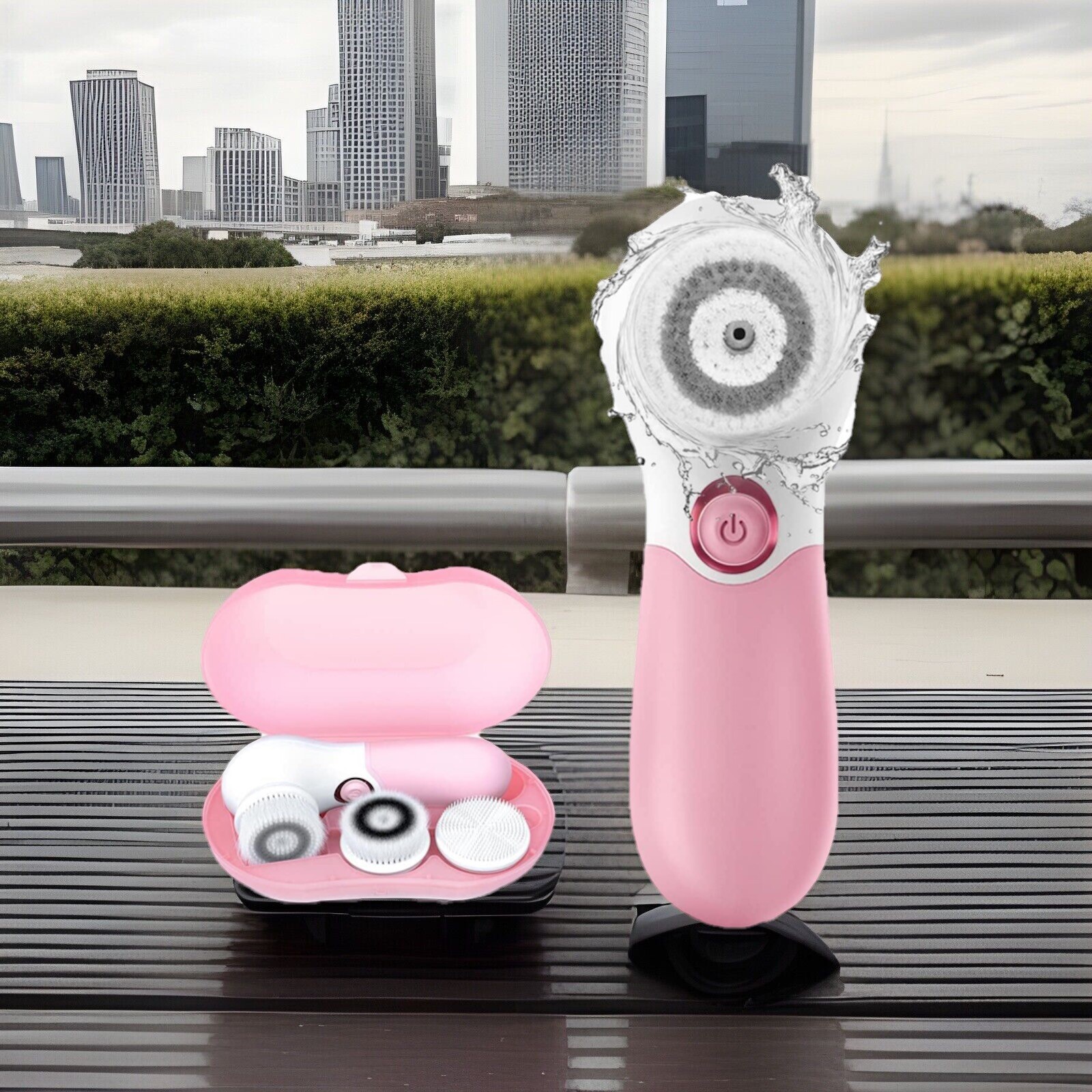 TouchBeauty Electric Face Cleansing Brush with 3 Brush Heads + Storage Case